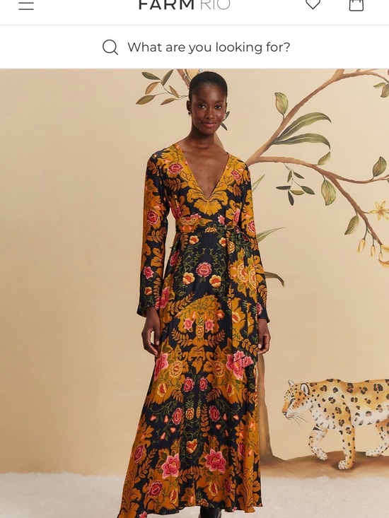 FARM Rio Dresses & Skirts - FARM Rio Black Maxi Dress with Mustard and Pink Floral Print
